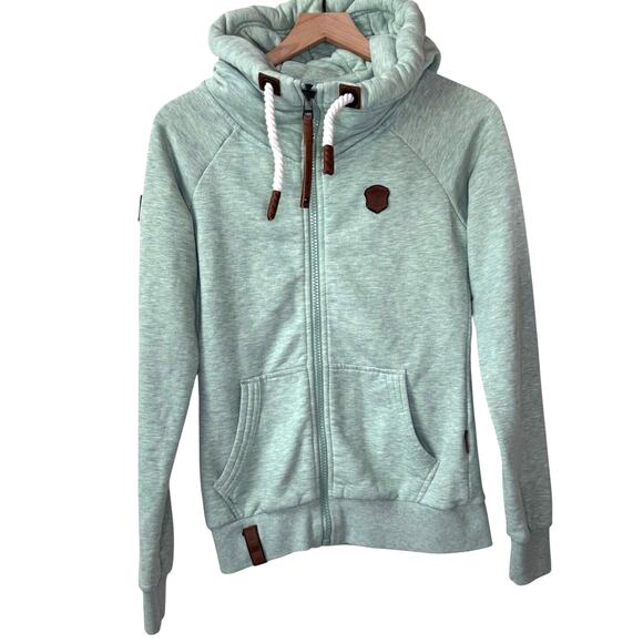 NAKETANO Poet's Choice Zip Up‎ Hoodie Women's S Mint Green Coastal Nautical Cozy - Picture 1 of 9